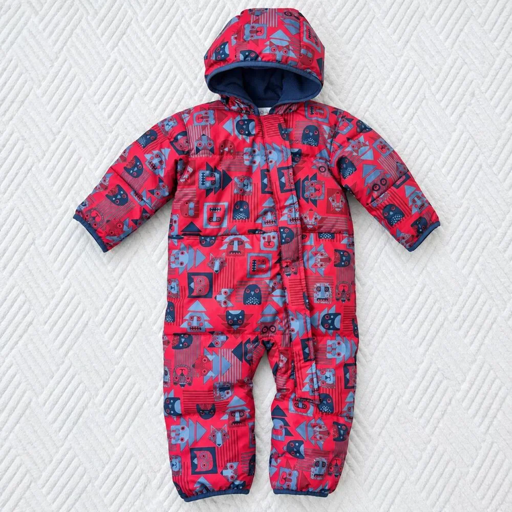 Columbia Baby 12-18M Snuggly Bunny Down Bunting Red Animal Print Snowsuit Suit